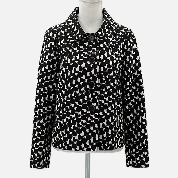 MaxMara Cotton Blend Print 4 Button Jacket - Size 6 - Picture 1 of 10